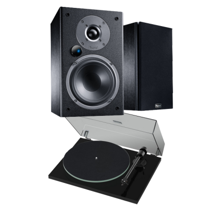 Pro-Ject T1 EVO + OM10 - piano černá  + aktivní reprosoustavy Magnat Monitor Ref. 2A - černá dýha