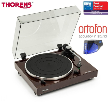 Gramofon Thorens TD 204 Piano Ořech + Ortofon 2M Blue